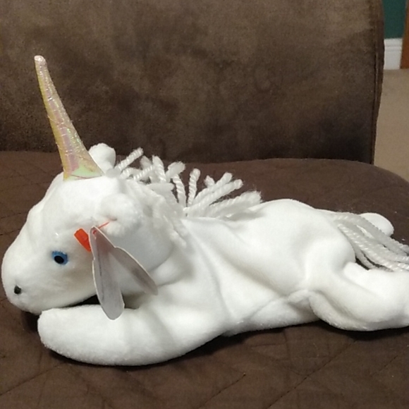 RARE! Mystic the unicorn white with irredescent horn beanie baby. Mint condition - Picture 2 of 6